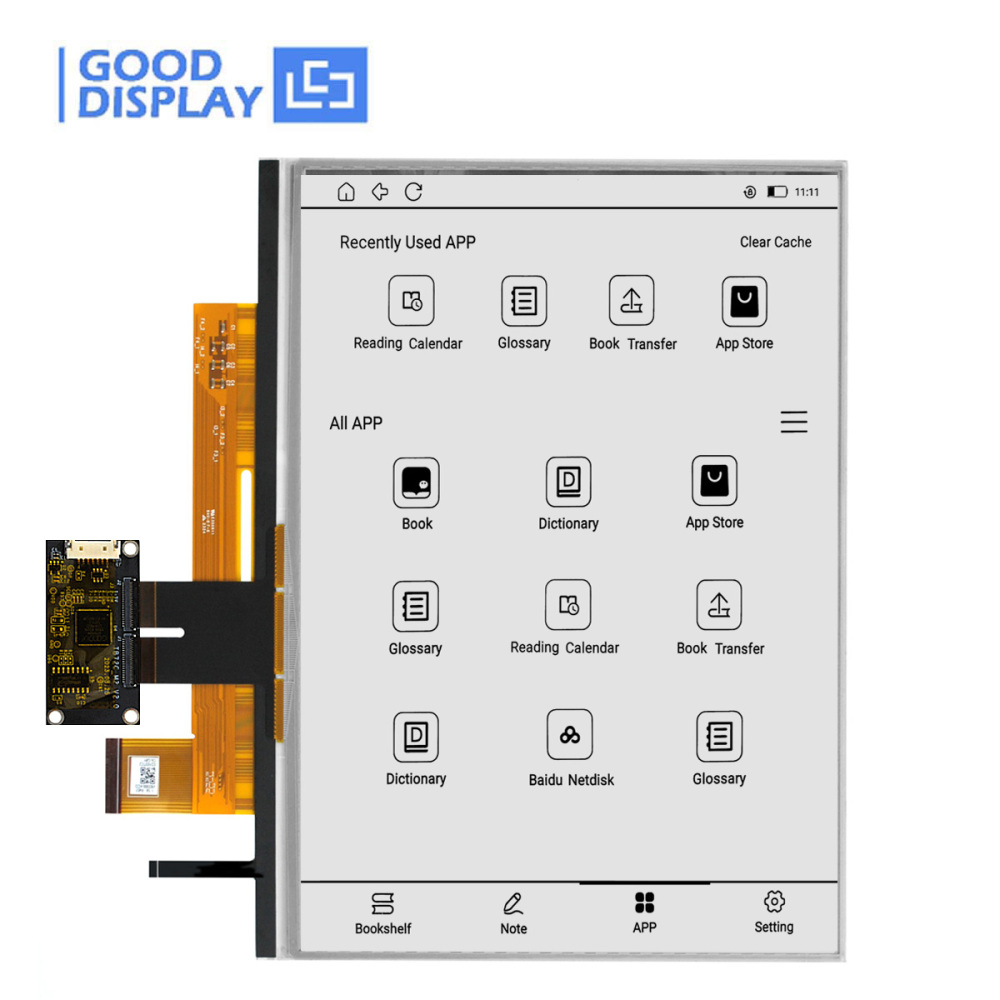 10.3" Front-Lit E Ink Display with Touchscreen Capability1404×1872 HD E-paper for eBook Readers, GDEP103TC2-FT11