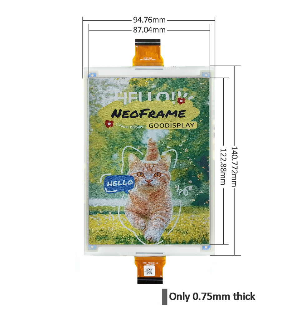 3.7" 6 Native Color E-paper E-Ink 234PPI Display, No Color Filter, Ultra Low Power SPI Interface, GDEH037E01