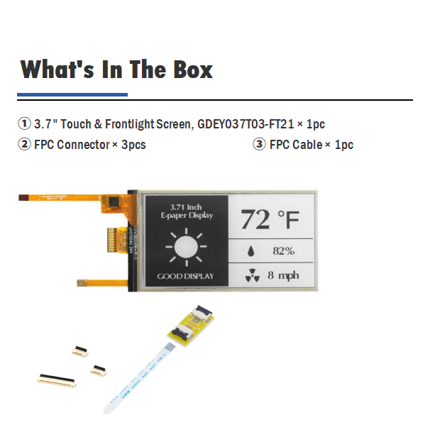 3.7Inch Front Lit With E Ink Touch Display Raspberry Pi, 416x240, Energy-Efficient E-Paper Technology, GDEY037T03-FT21