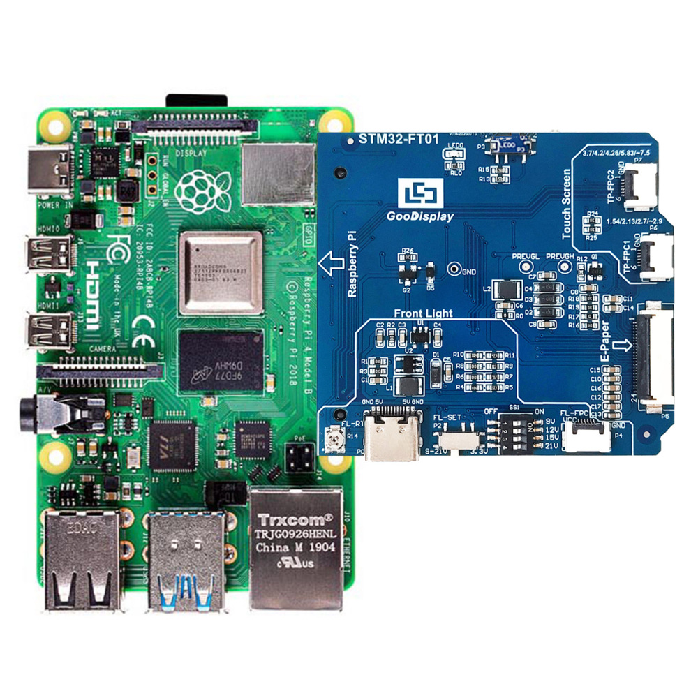 24PIN E-Paper Adapter Board Front Light, Touch, SD Card SPI Raspberry Pi & DESPI-M02L Compatible, STM32-FT01