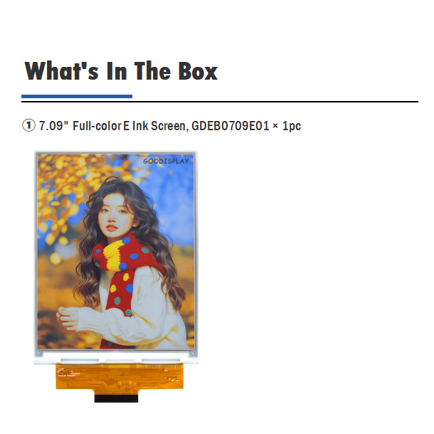 7.09 Inch Six Color E Ink Spectra 6 E-Paper Display 1600×1200 SPI Si TFT Low Power EPD Module for Digital Photo Frame Art Display, GDEB0709E01