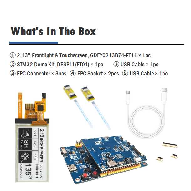 24PIN E-Paper Adapter Board Front Light, Touch, SD Card SPI Raspberry Pi & DESPI-M02L Compatible, STM32-FT01