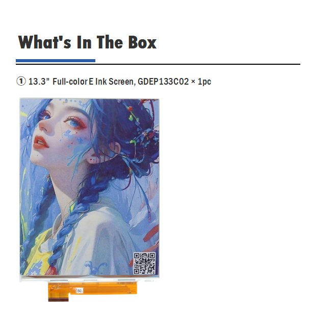 Color E-ink Module 13.3-Inch High-saturation E Ink Spectra 6 QSPI ePaper Display, GDEP133C02