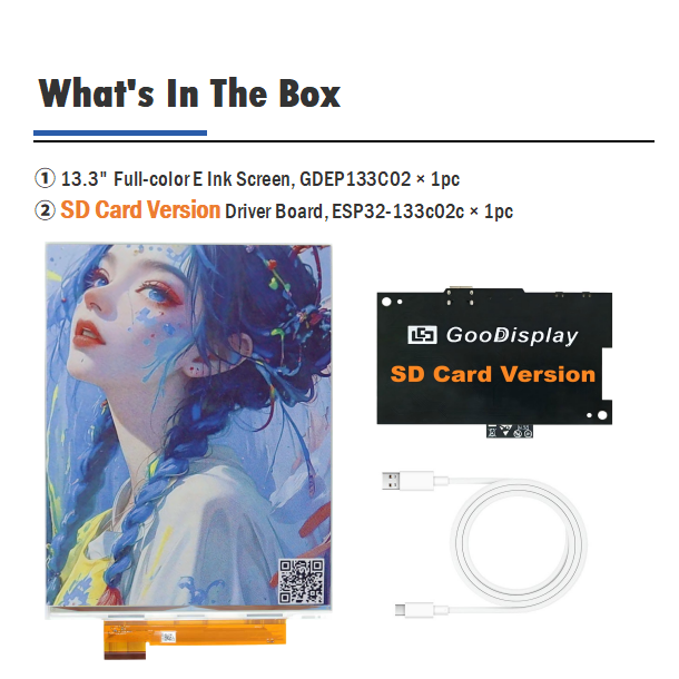 Color E-ink Module 13.3-Inch High-saturation E Ink Spectra 6 QSPI ePaper Display, GDEP133C02
