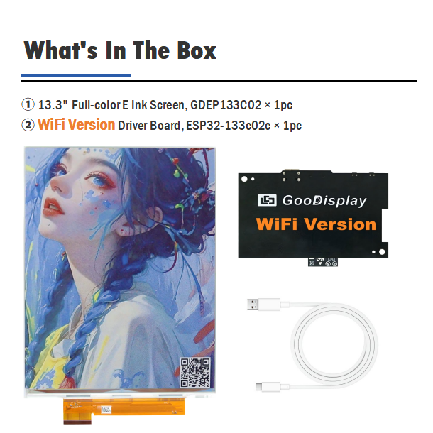 Color E-ink Module 13.3-Inch High-saturation E Ink Spectra 6 QSPI ePaper Display, GDEP133C02