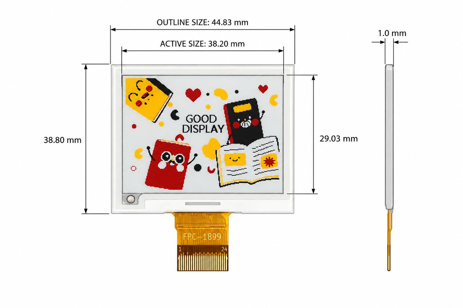GDEM0189F66 1.89 inch 4-color e-paper display