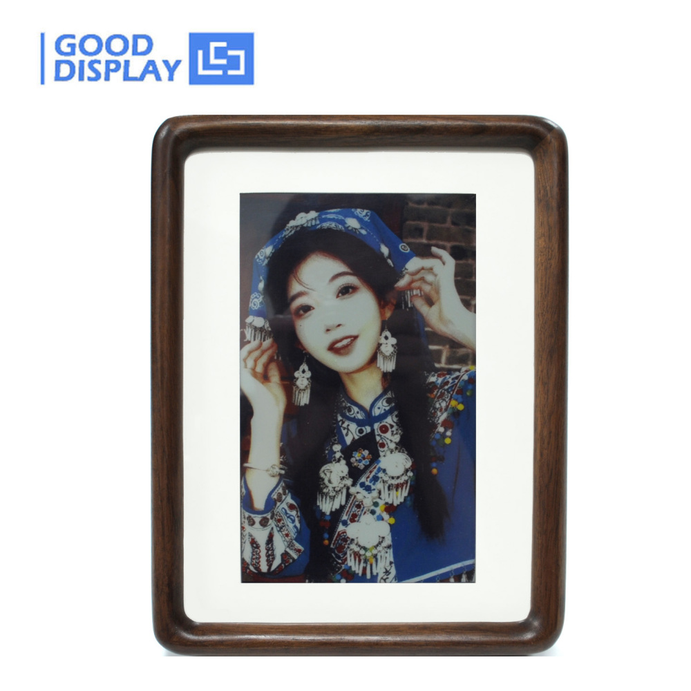 7.3-inch Color E-Paper Frame Solid Wood Design Ultra-Long Standby 800x480 E Ink Spectra™ 6, GDP073EW1