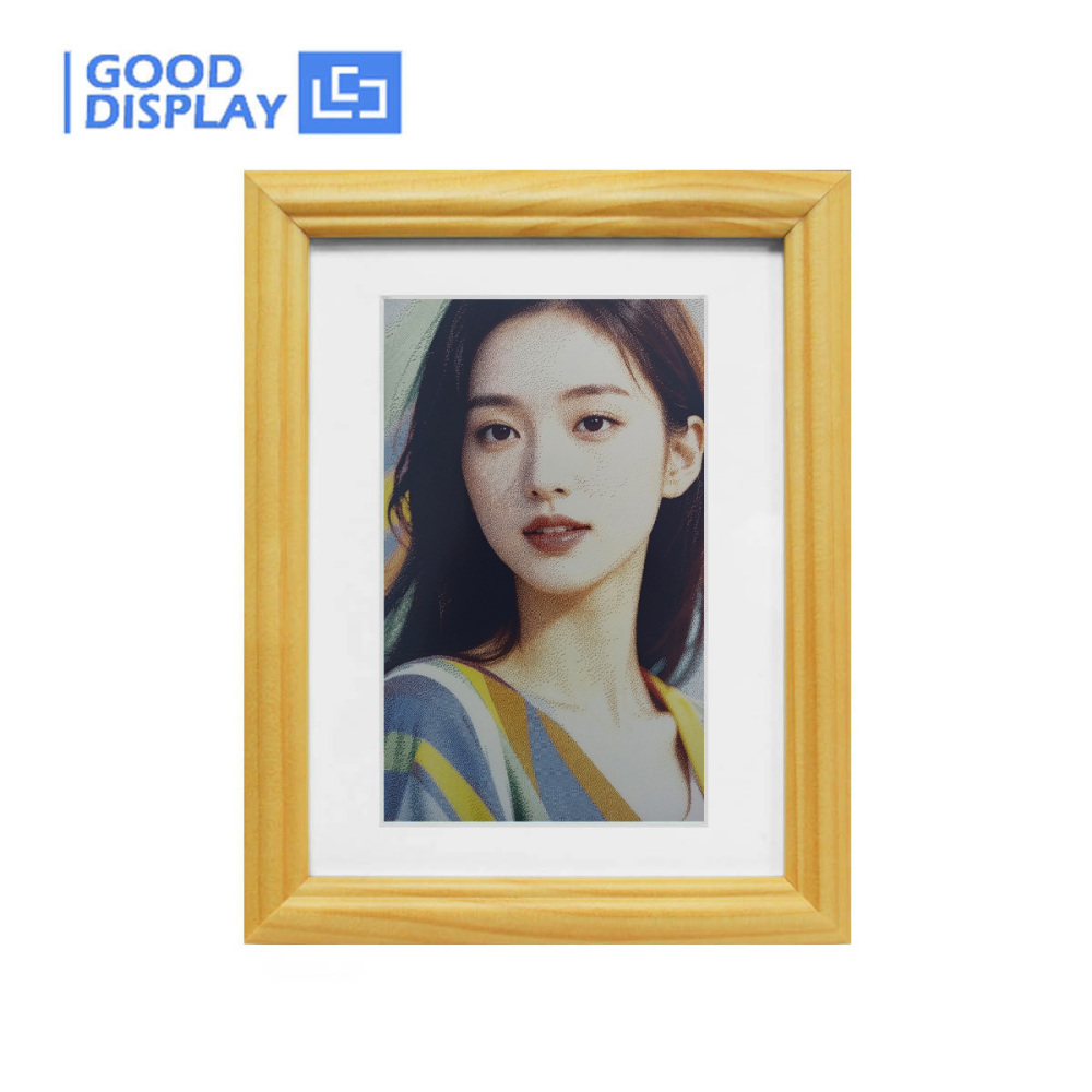 7.3-inch Color E-Paper Frame Solid Wood Design Ultra-Long Standby 800x480 E Ink Spectra™ 6, GDP073EW1