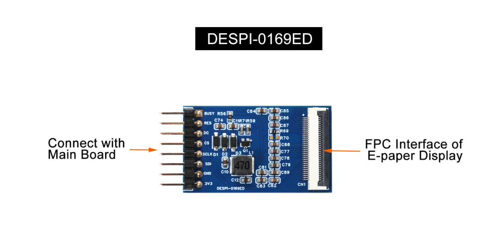 1.69" E-Ink Display Adapter Board Drives Spectra 6 E-Paper HAT for STM32, Arduino DESPI-C169