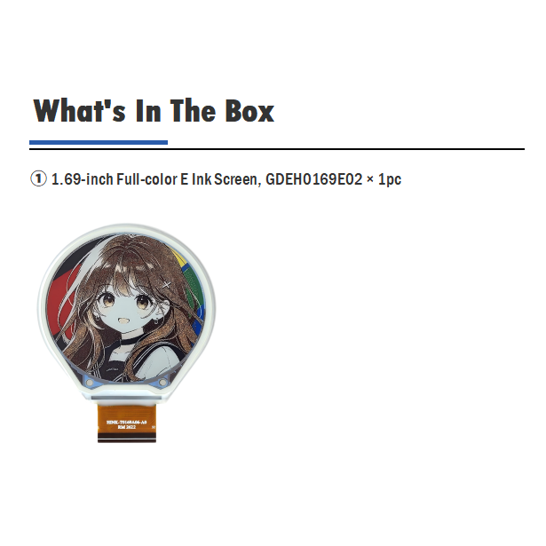 1.69" Circular Spectra 6 Color E Ink Display 400x400 pixels 262K Color ePaper GDEH0169E02