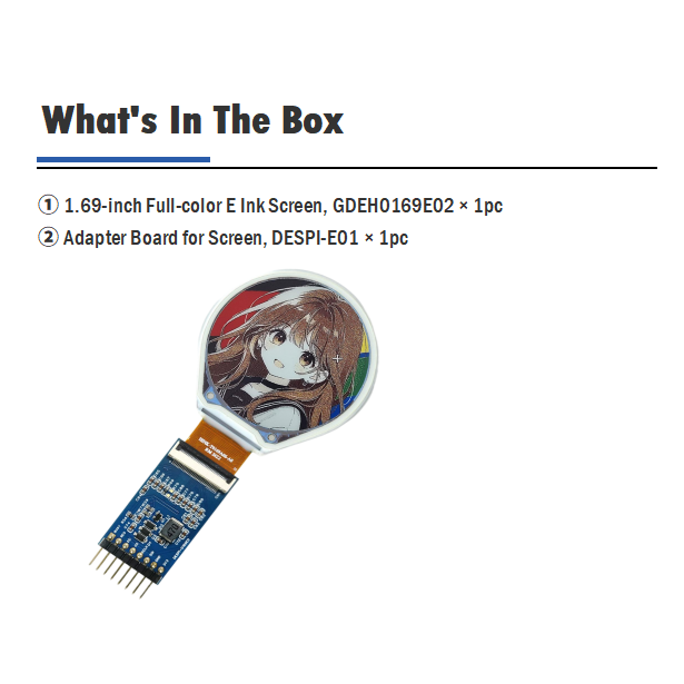 1.69" Circular Spectra 6 Color E Ink Display 400x400 pixels 262K Color ePaper GDEH0169E02