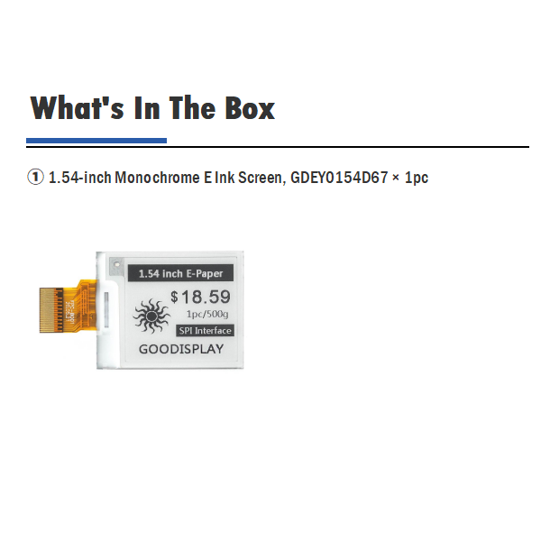 1.54 inch Electronic paper display Customizable 1.5s fast refresh partial refresh digital price tags screen GDEY0154D67