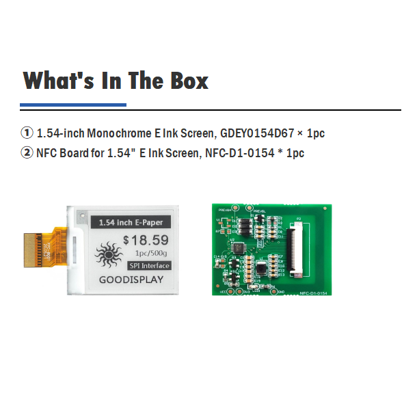 1.54 inch Electronic paper display Customizable 1.5s fast refresh partial refresh digital price tags screen GDEY0154D67