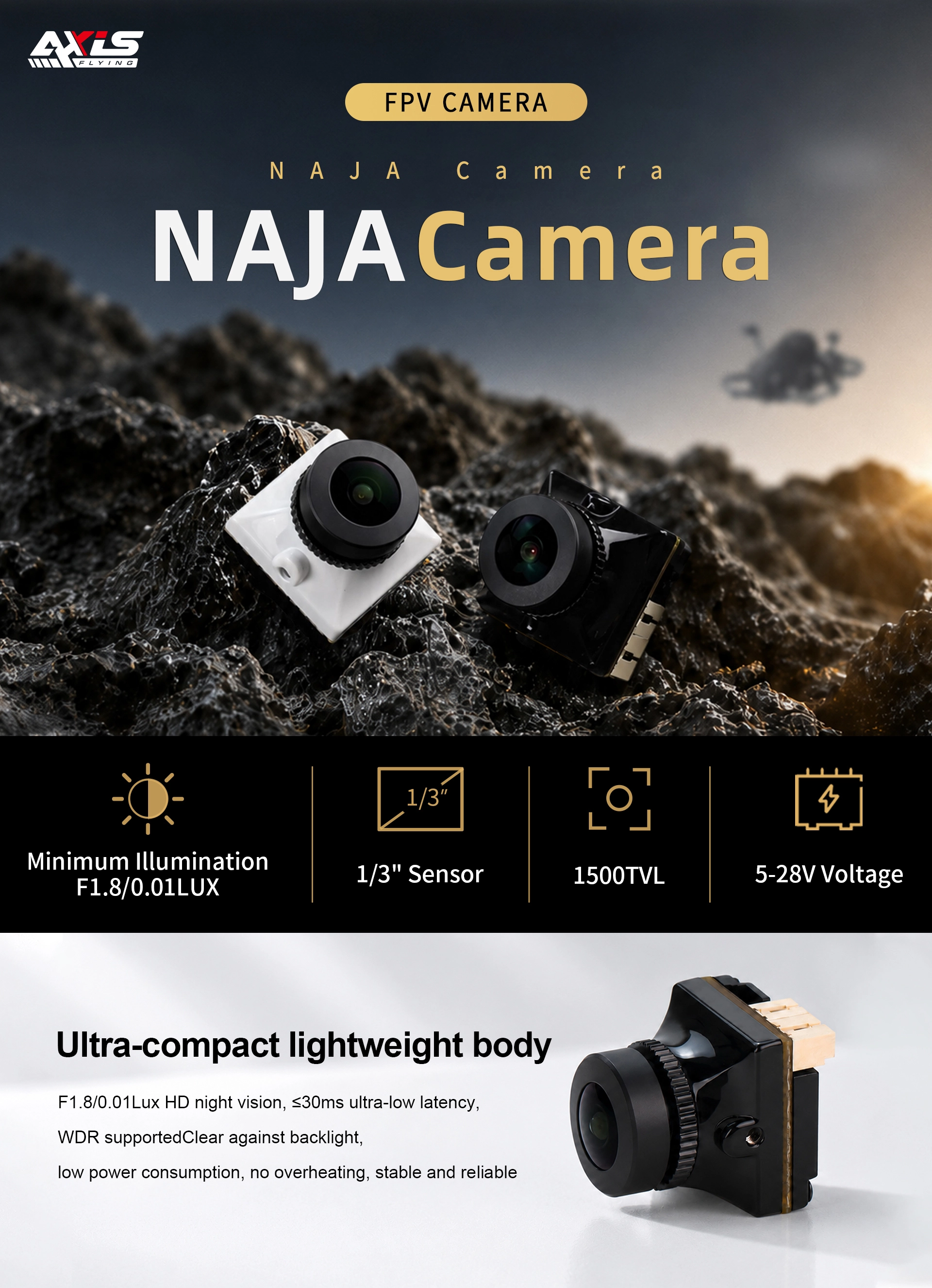 Axisflying NAJA FPV Camera 3 quality,q 100