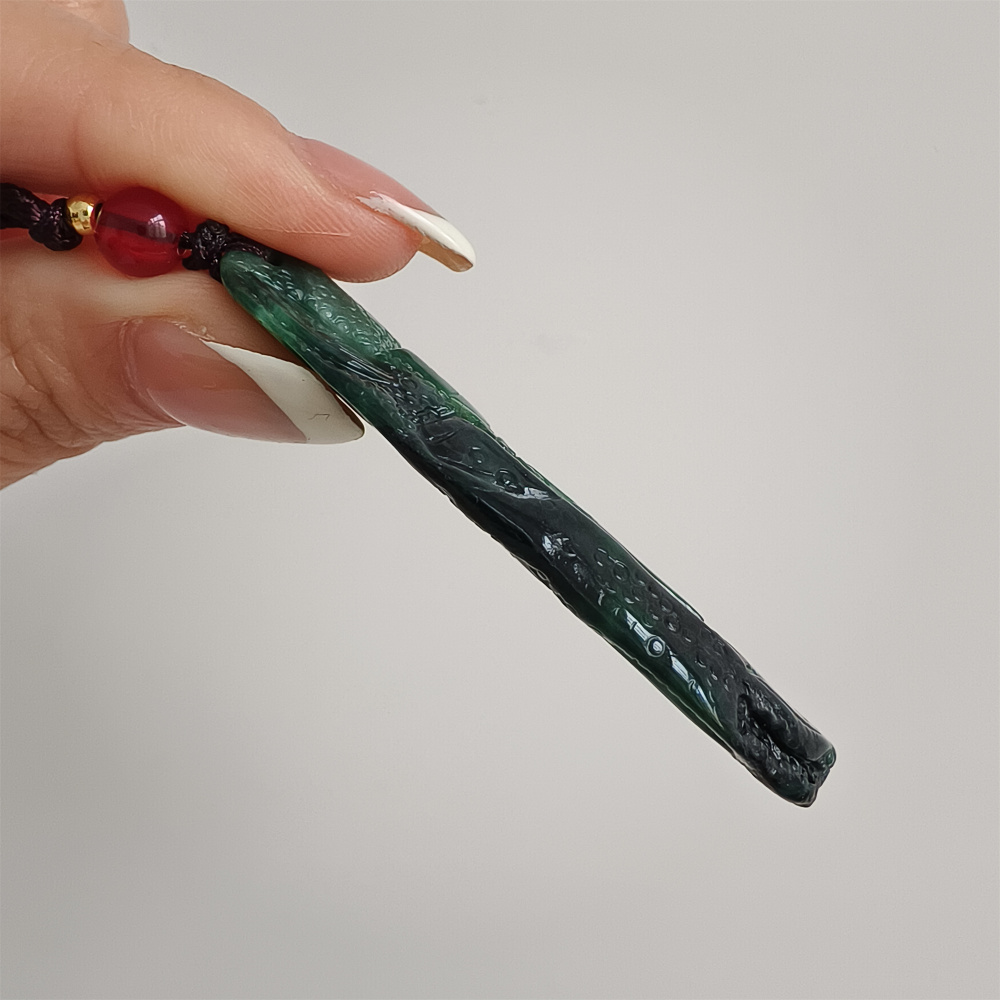 Unique Certificated Type A Untreated Dark Green And Light Green Watery Burmese Jadeite Hand Carved Oval Pendant,DIY Jewelry Supplies