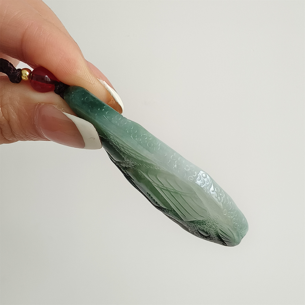 Unique Certificated Type A Untreated Dark Green And Light Green Watery Burmese Jadeite Hand Carved Oval Pendant,DIY Jewelry Supplies