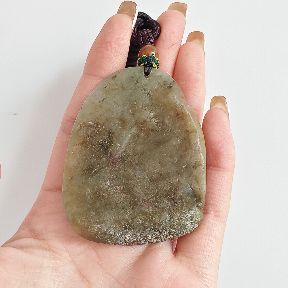 Unique Type A Untreated Green Yellow Burmese Jadeite Hand Carved Oval Pendant With Crab And Copper Coin Carved,Yellow Green Jadeite,DIY Jewelry Supplies