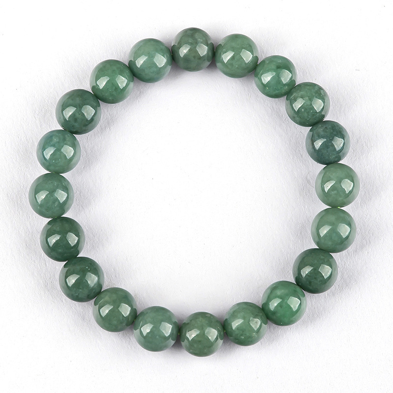 Natural Type A Untreated Icy Watery Bean Green Burmese Jadeite Hand Carved Round Beads Bracelet,Ball Beads Bracelet,DIY Jewelry Supplies
