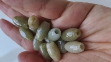 13pcs 10X17mm Natural Type A Yellow Waxy Burmese Jadeite Oval Barrel Beads,Burma Jadeite Loose Beads,DIY Jewelry Supplies