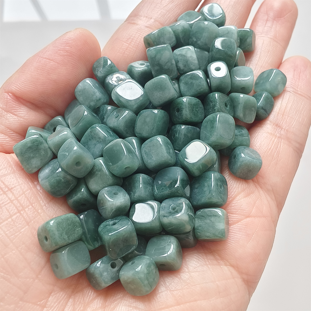 20Pcs Natural Type A Untreated Watery Blue Guatemalan Jadeite Irregular Shape Sugar Cube Beads ,Guatemala Jadeite Loose Beads,DIY Jewelry Supplies