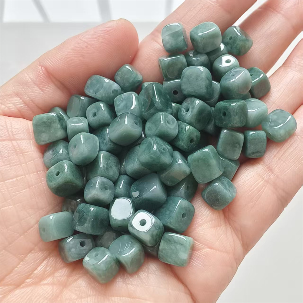 20Pcs Natural Type A Untreated Watery Blue Guatemalan Jadeite Irregular Shape Sugar Cube Beads ,Guatemala Jadeite Loose Beads,DIY Jewelry Supplies