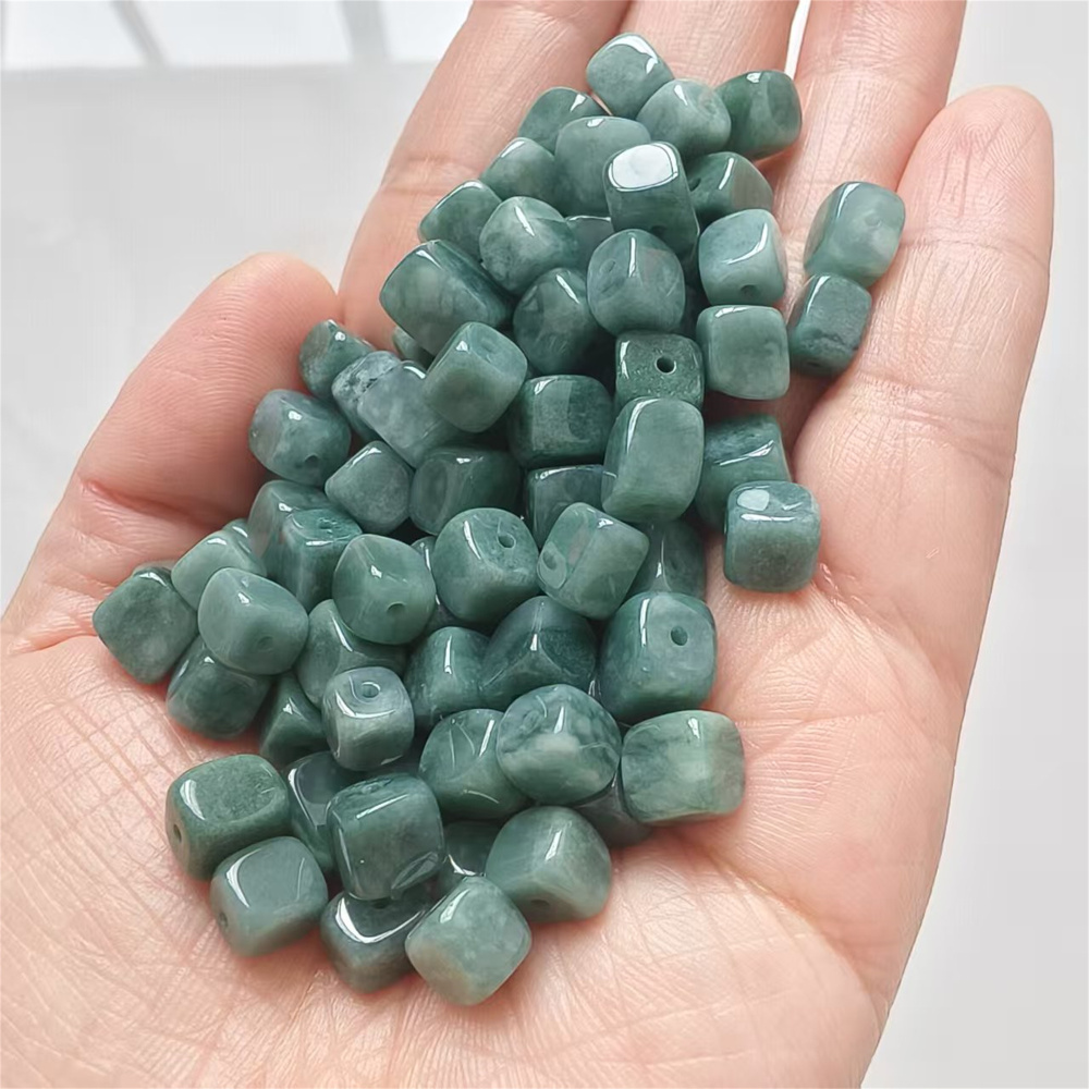 20Pcs Natural Type A Untreated Watery Blue Guatemalan Jadeite Irregular Shape Sugar Cube Beads ,Guatemala Jadeite Loose Beads,DIY Jewelry Supplies