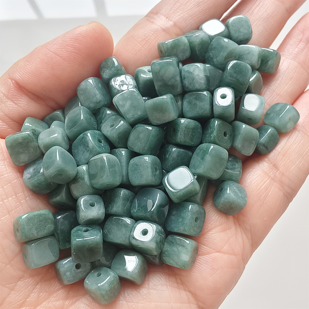 20Pcs Natural Type A Untreated Watery Blue Guatemalan Jadeite Irregular Shape Sugar Cube Beads ,Guatemala Jadeite Loose Beads,DIY Jewelry Supplies