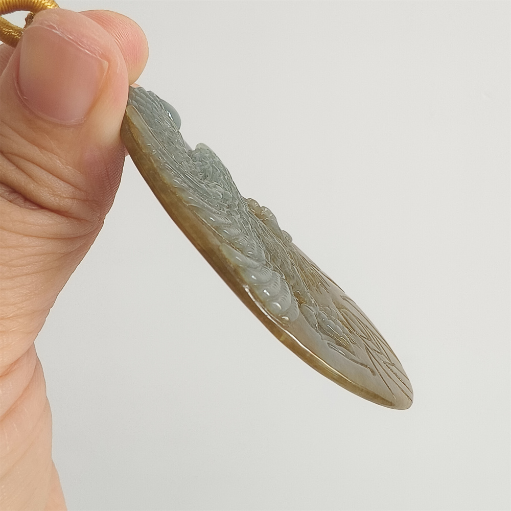 Unique Certificated Type A Untreated Green Blue Watery Burmese Jadeite Irregular Pendant With Eagle  Carved,DIY Jewelry Supplies