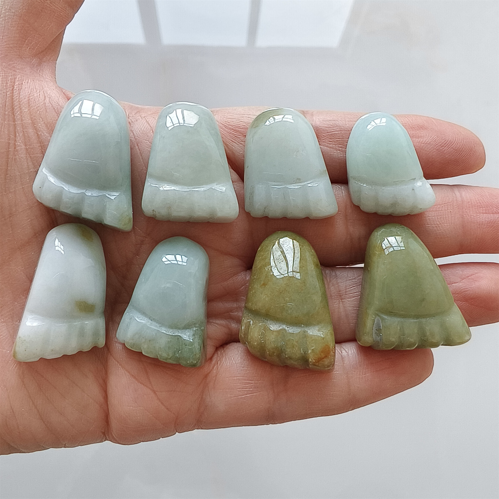 2pcs Natural Type A Untreated 25-29X15-20mm Burmese Jadeite Foot Pendant,Burma Jadeite Loose Pendant,DIY Jewelry Supplies