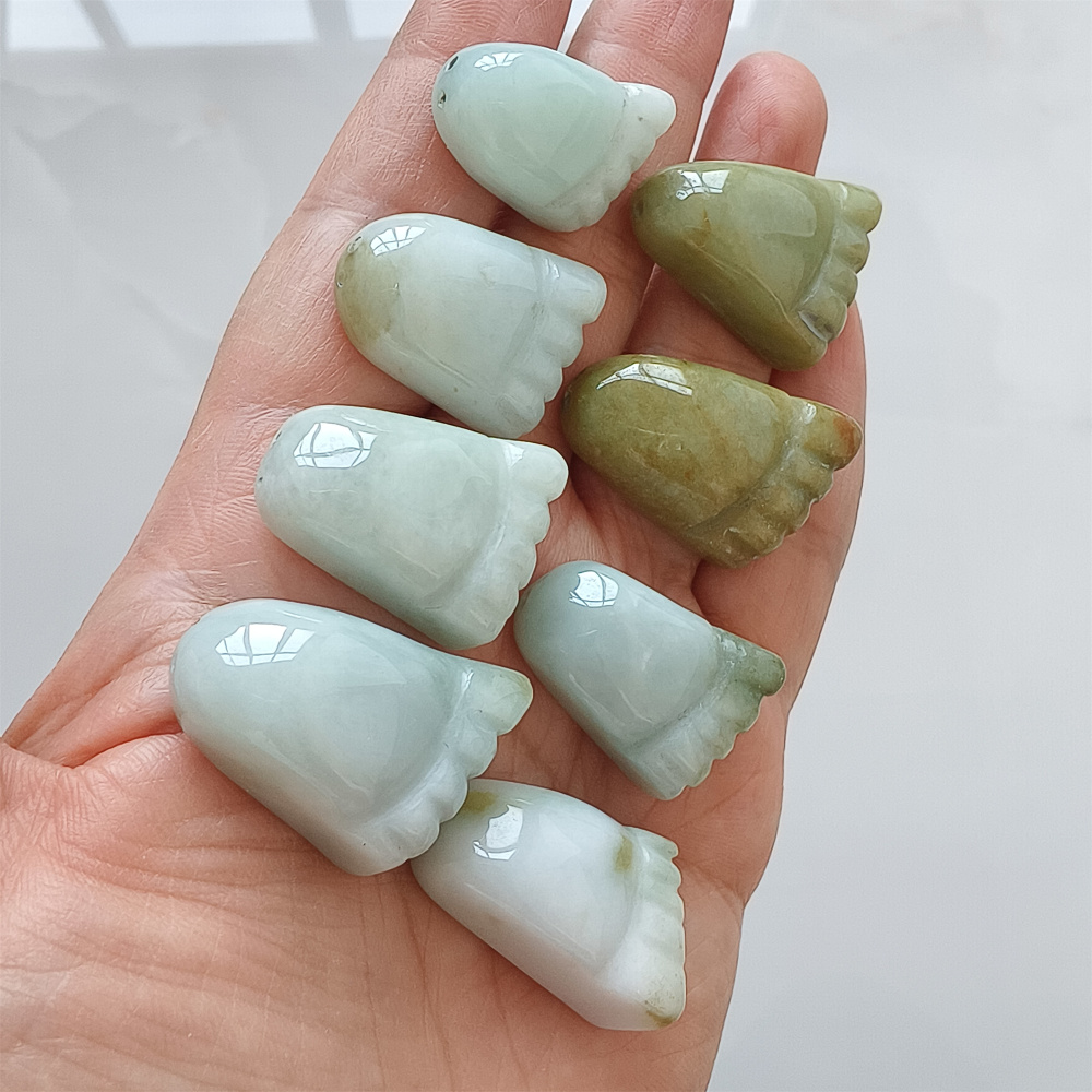 2pcs Natural Type A Untreated 25-29X15-20mm Burmese Jadeite Foot Pendant,Burma Jadeite Loose Pendant,DIY Jewelry Supplies
