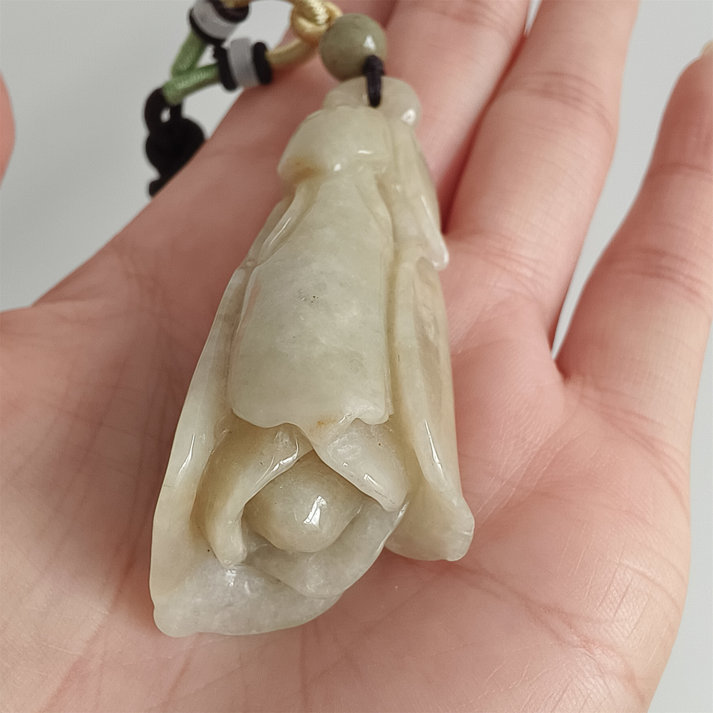 Unique Certificated Natural Type A Untreated 57X25mm Yellow Green Jadeite Flower Pendant,Yellow Green Jadeite Pendant,DIY Jewelry Supplies