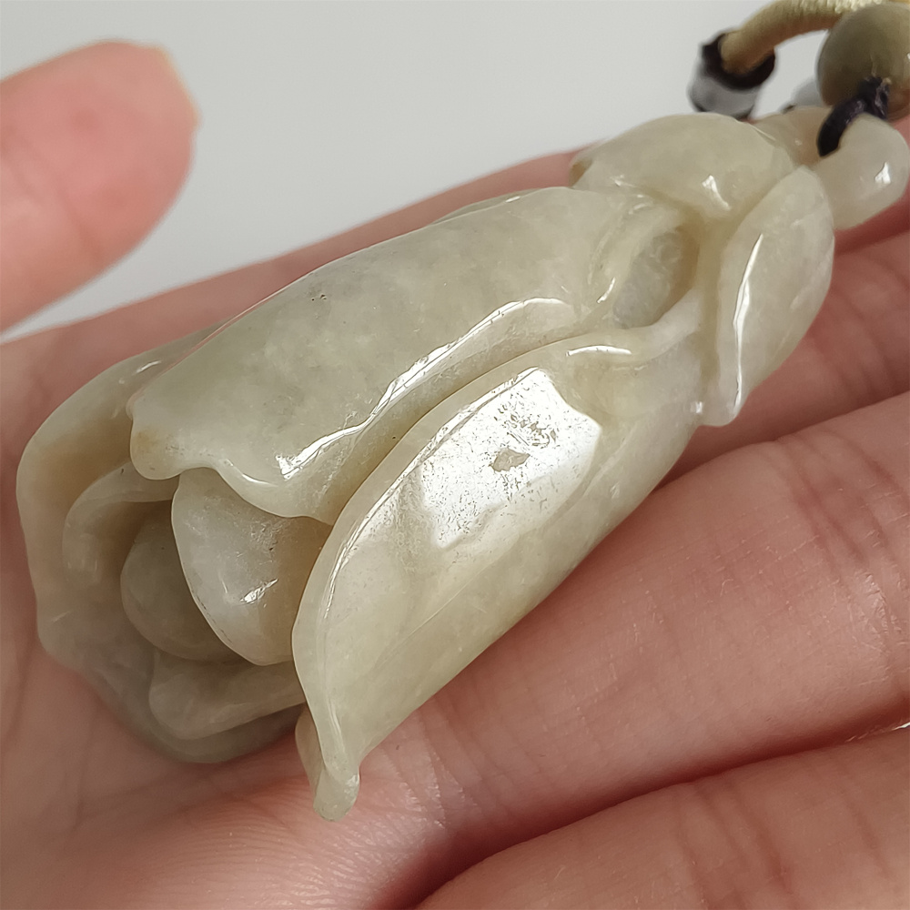 Unique Certificated Natural Type A Untreated 57X25mm Yellow Green Jadeite Flower Pendant,Yellow Green Jadeite Pendant,DIY Jewelry Supplies