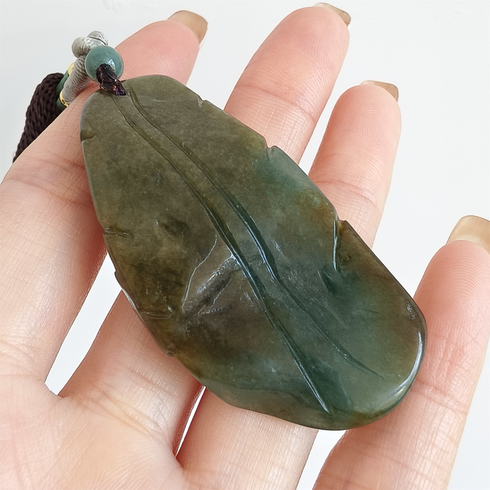 Unique Natural Certificated Type A Untreated 55X26mm Green Yellow Icy Watery Burmese Jadeite Bamboo Pendant,步步高升,DIY Jewelry Supplies