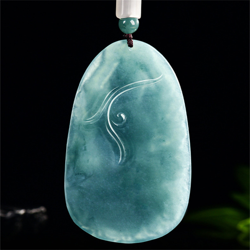 Natural Certificated Type A Untreated 66X41.5mm Blue Icy Watery Guatemalan Jadeite Oval Pendant With Thousand-Handed Guanyin Carved,DIY Jewelry Supplies