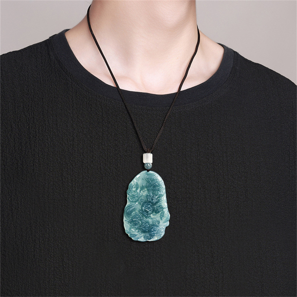 Natural Certificated Type A Untreated 61.5X40.5mm Blue Icy Watery Guatemalan Jadeite Irregular Pendant With Dragon Carved,Chinese Zodiac,DIY Jewelry Supplies