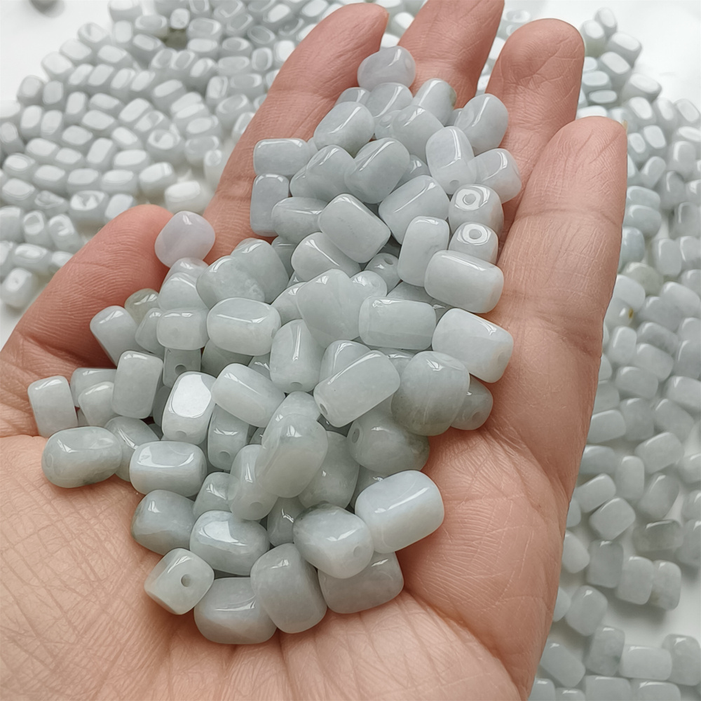 30pcs 8x6mm Natural Type A Green White Green Watery Burmese Jadeite Smooth Rectangle Beads,Burma Jadeite Loose Beads,DIY Jewelry Supplies