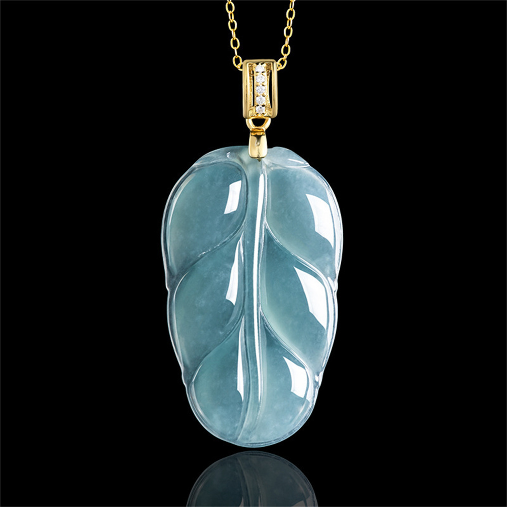 Natural Type A Untreated Icy Waxy Blue Watery Guatemalan Jadeite Leaf Pendants,Blue Guatemala Jadeite Loose Pendant,DIY Jewelry Supplies