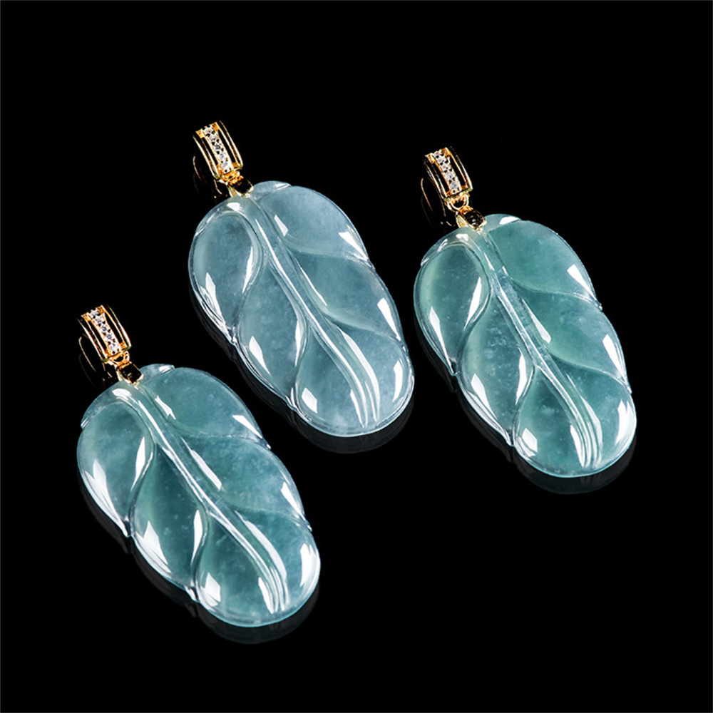Natural Type A Untreated Icy Waxy Blue Watery Guatemalan Jadeite Leaf Pendants,Blue Guatemala Jadeite Loose Pendant,DIY Jewelry Supplies