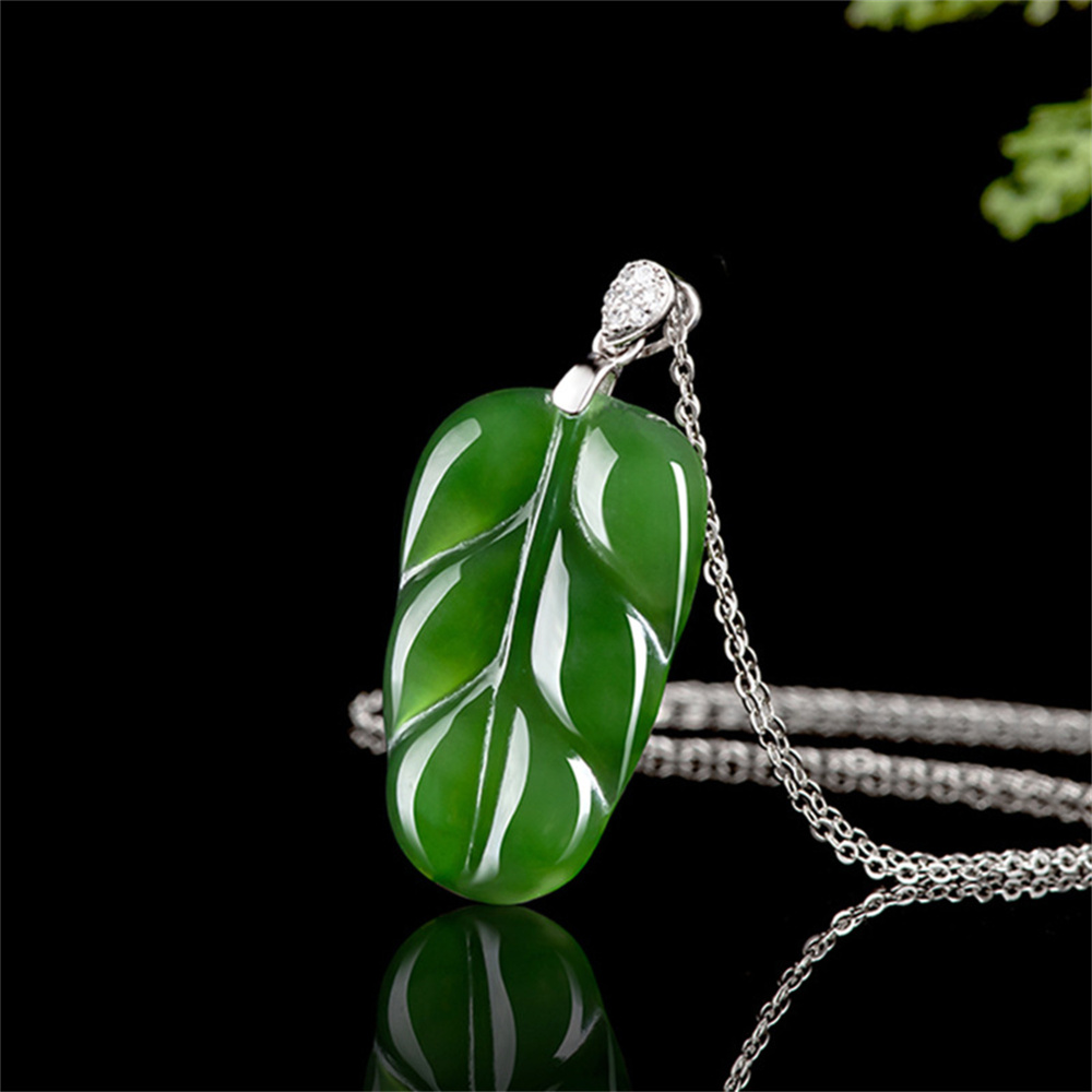 Natural Untreated Green Russian Nephrite Leaf Shaped Pendant,Leaves Pendants,Green Russian Nephrite Jade Loose Pendants,DIY Jewelry Supplies