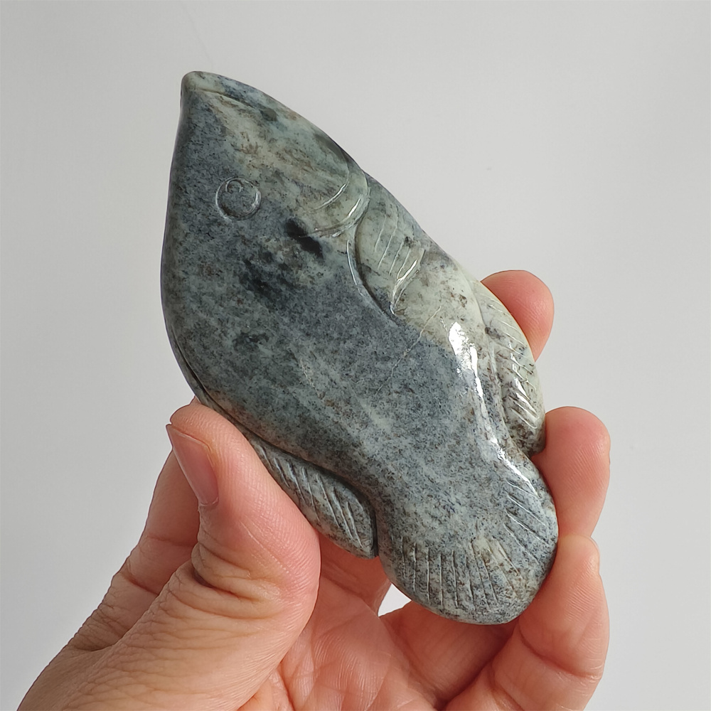 Unique Untreated Natural Serpentine Jade Chinese Xiuyan Nephrite Jade Fish Shaped Pendant,Fish Handheld Ornament,DIY Jewelry Supplies