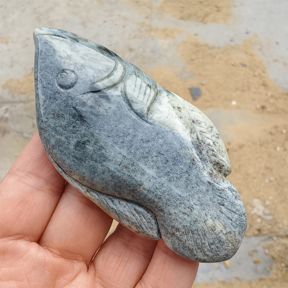 Unique Untreated Natural Serpentine Jade Chinese Xiuyan Nephrite Jade Fish Shaped Pendant,Fish Handheld Ornament,DIY Jewelry Supplies