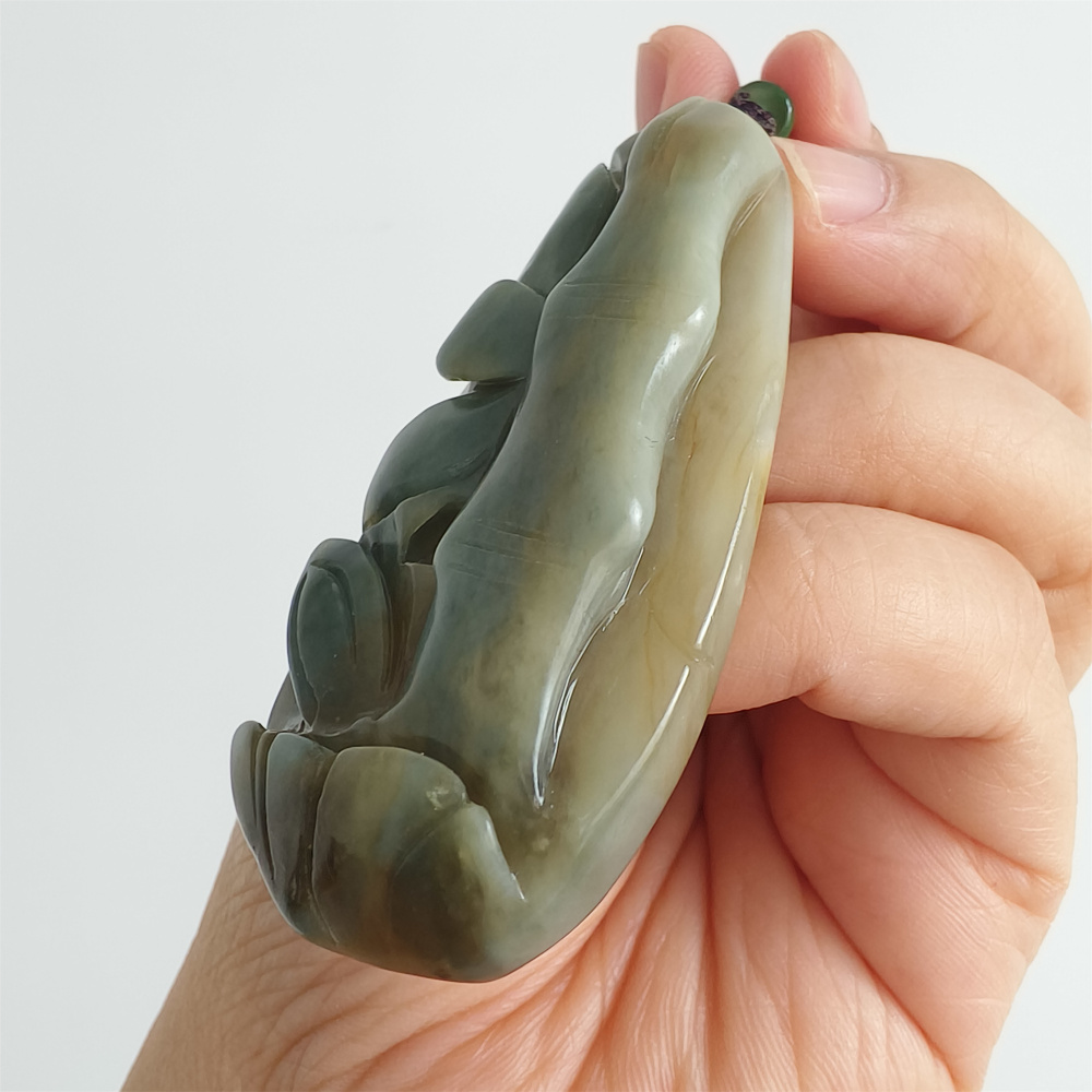 Unique Untreated Natural Serpentine Jade Chinese Xiuyan Jade New Mountain Jade Pendant With Bamboo Joint Pattern,Bamboo Joint Plaque,DIY Jewelry Supplies