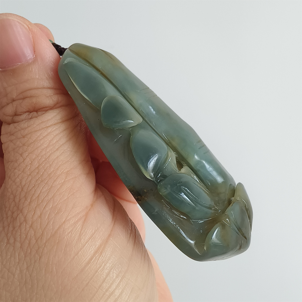 Unique Untreated Natural Serpentine Jade Chinese Xiuyan Jade New Mountain Jade Pendant With Bamboo Joint Pattern,Bamboo Joint Plaque,DIY Jewelry Supplies