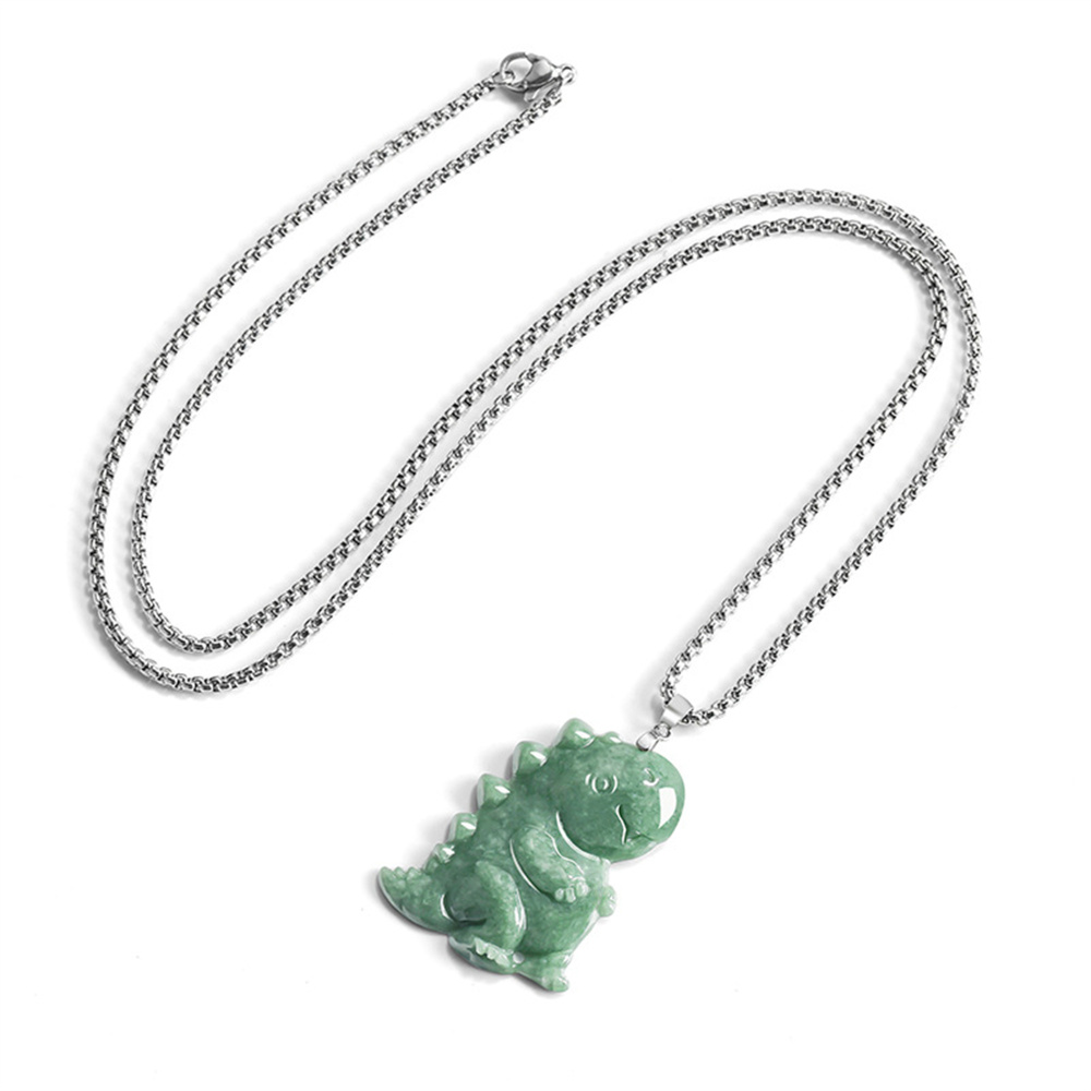 Natural Type A Untreated Bean Green Watery Burmese Jadeite Hand Carved Dinosaur Pendant,Green Burma Jadeite Loose Pendants,DIY Jewelry Supplies