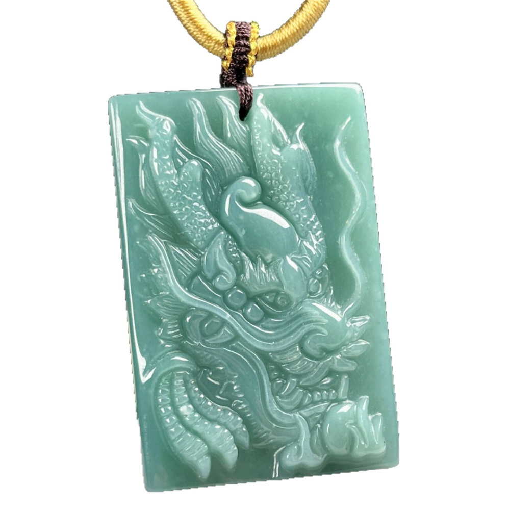 Natural Type A Untreated Blue Watery Guatemalan Jadeite Rectangle Pendant With Dragon Carved,Guatemala Jadeite Amulet Pendant,DIY Jewelry Supplies