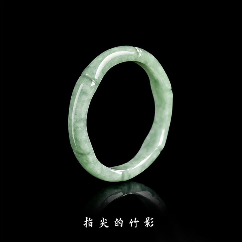 Natural Untreated Type A Bean Green Watery Burmese Jadeite Bamboo Joint Rings,Green Jade Loose Round Rings,Ring Pendant,DIY Jewelry Supplies