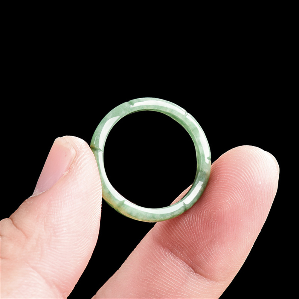 Natural Untreated Type A Bean Green Watery Burmese Jadeite Bamboo Joint Rings,Green Jade Loose Round Rings,Ring Pendant,DIY Jewelry Supplies