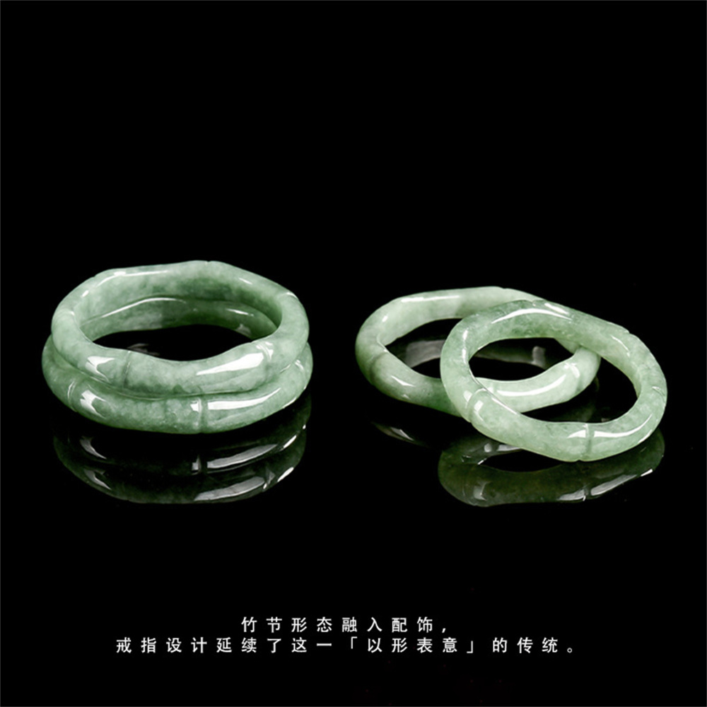 Natural Untreated Type A Bean Green Watery Burmese Jadeite Bamboo Joint Rings,Green Jade Loose Round Rings,Ring Pendant,DIY Jewelry Supplies