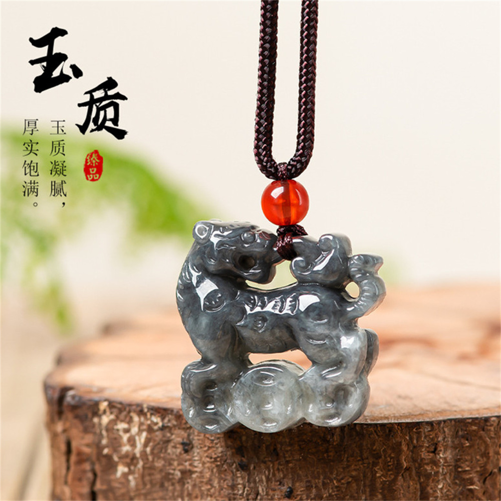 Natural Type A Untreated Black Chicken Species Burmese Jadeite Tiger Pendant,Burma Jadeite Loose Pendant,DIY Jewelry Supplies