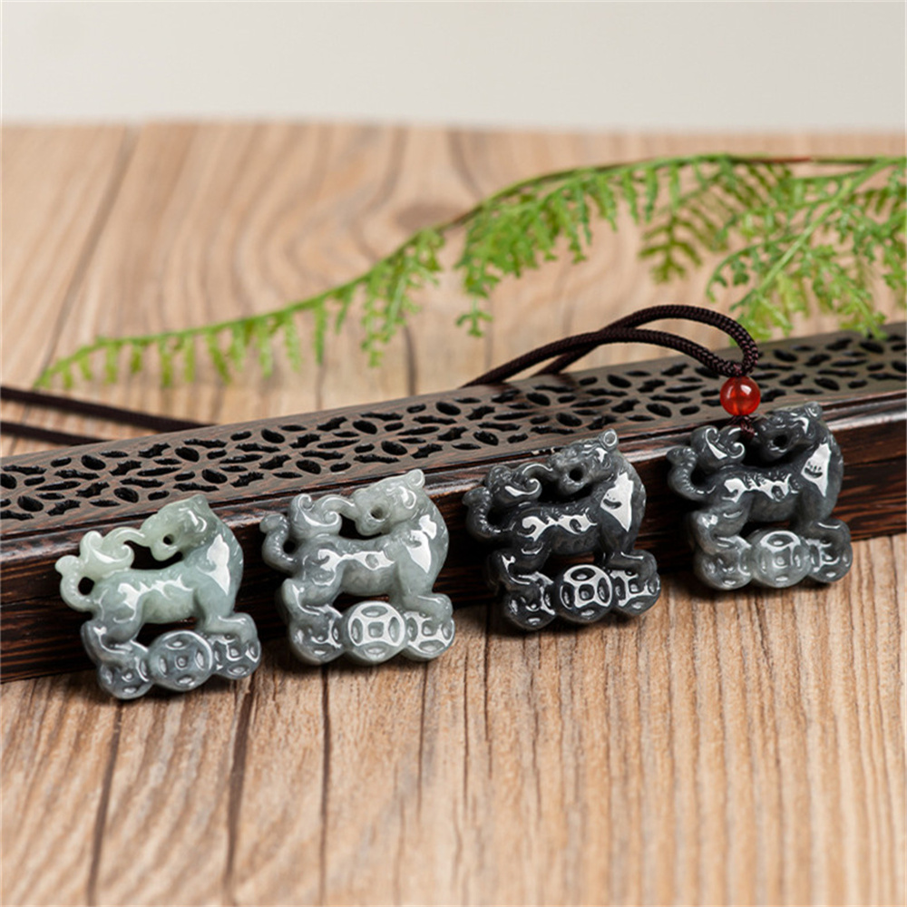 Natural Type A Untreated Black Chicken Species Burmese Jadeite Tiger Pendant,Burma Jadeite Loose Pendant,DIY Jewelry Supplies